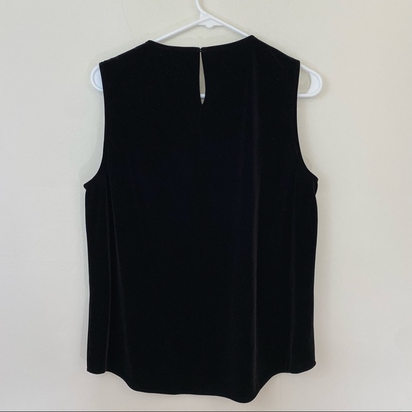 Vineyard Vines Black Velvet Sleeveless Tank Shell Boxy High Neck Velour Medium - Picture 3 of 4